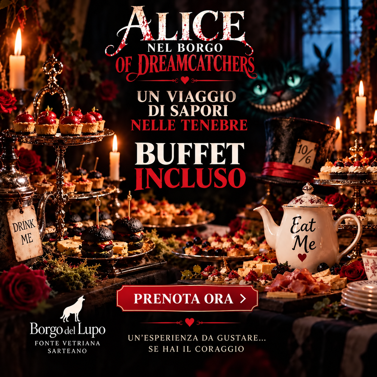Buffet di Alice nel Borgo of Dreamcatchers al Borgo del Lupo